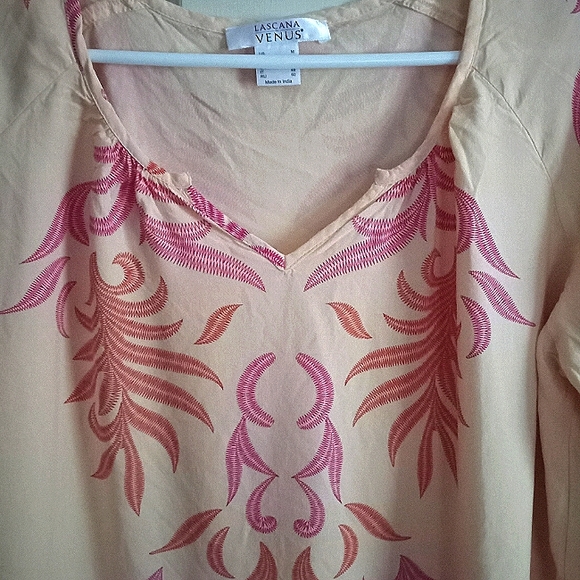 Lascana Venus Tunic Top with Orange and Pink Print Size Medium - Picture 4 of 6
